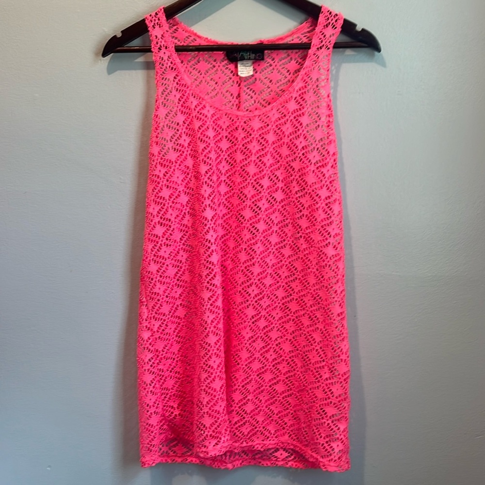 Say anything bright pink small tank top coverup